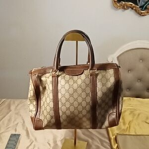 Vintage Gucci Coated Canvas Boston Bag